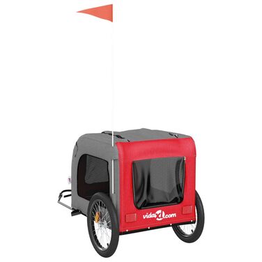 Візок для собак великих порід, переносний для тварин, червоний та сірий, з оксфордської тканини та металу, для прогулянок та активного відпочинку