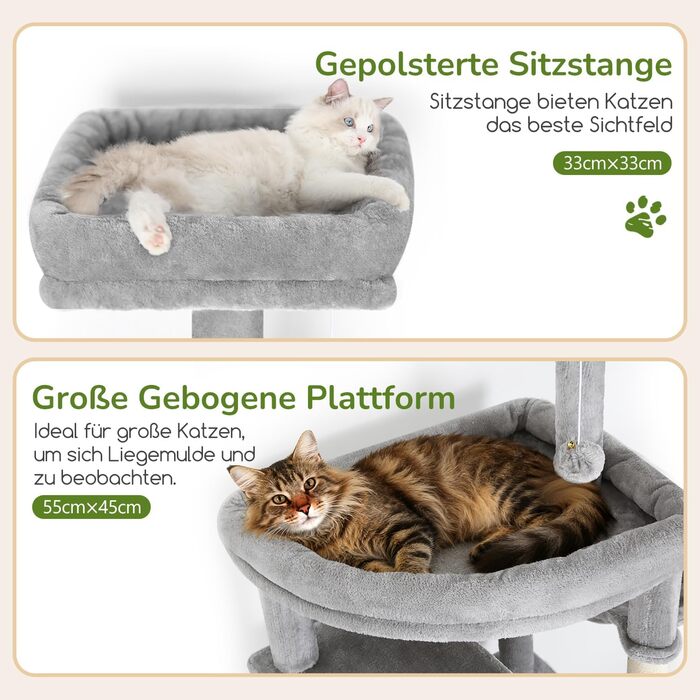 Комплекс для котів Globlazer XXL (203 см) для 4-6 великих котів, сірий: будиночок, платформа, іграшки