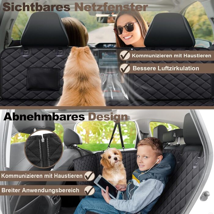 Захист для заднього сидіння автомобіля Angooni - водовідштовхуючий, антиковзний, стійкий до подряпин (135x120 см), універсальний, з віконцем