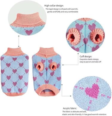 Пуловер для собак, теплий зимовий светр з візерунком, для цуценят та котів (L, Синій) L Синій