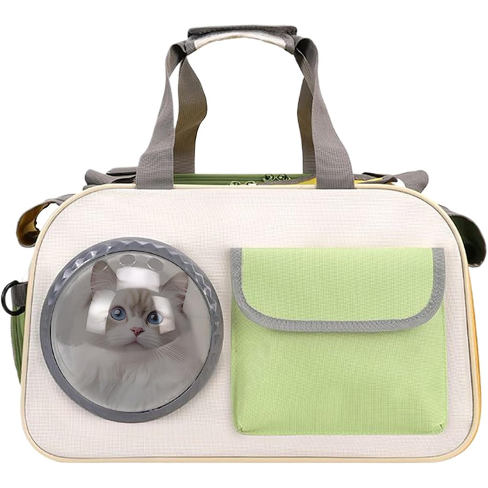 Транспортна сумка для кота Transportbox Katze - складана переноска для кошенят з віконцем, дихаюча сумка-переноска для собак, для подорожей літаком, на природі, кемпінгу, мотоциклі, в авто (зелена)