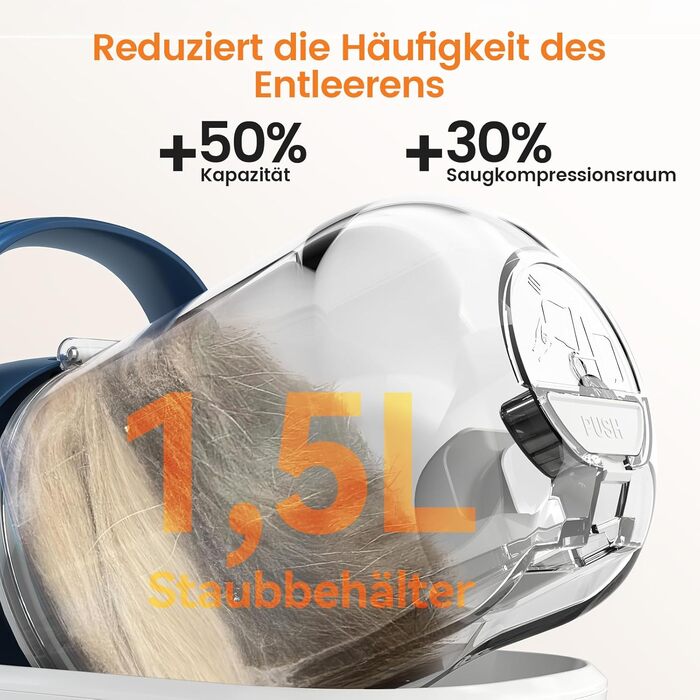 Машинка для стрижки собак Oneisall з пилососом, потужний всмоктування 12000 Па, видаляє 99.99% шерсті тварин, тиха, для собак та котів, 7 насадок, блакитна