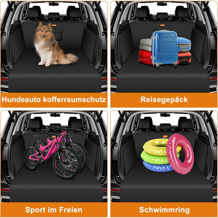 Захист для багажника автомобіля Alfheim для собак - водовідштовхувальний та легкий у догляді - універсальний. Килимок у багажник з захистом краю вантажного отвору (чорний, потовщений)
