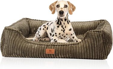 Ортопедичне собаче ліжко Knuffelwuff Sedona M-L, 85 x 63 см | Знімний, пральний чохол | для великих, середніх та маленьких собак, Хакі