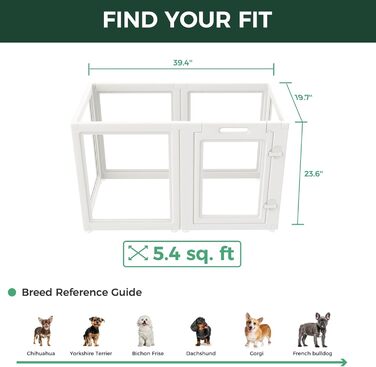 Клітка-манеж для цуценят та маленьких собак FXW AuraSpace, акрил, білий, 61 см, 6 панелей