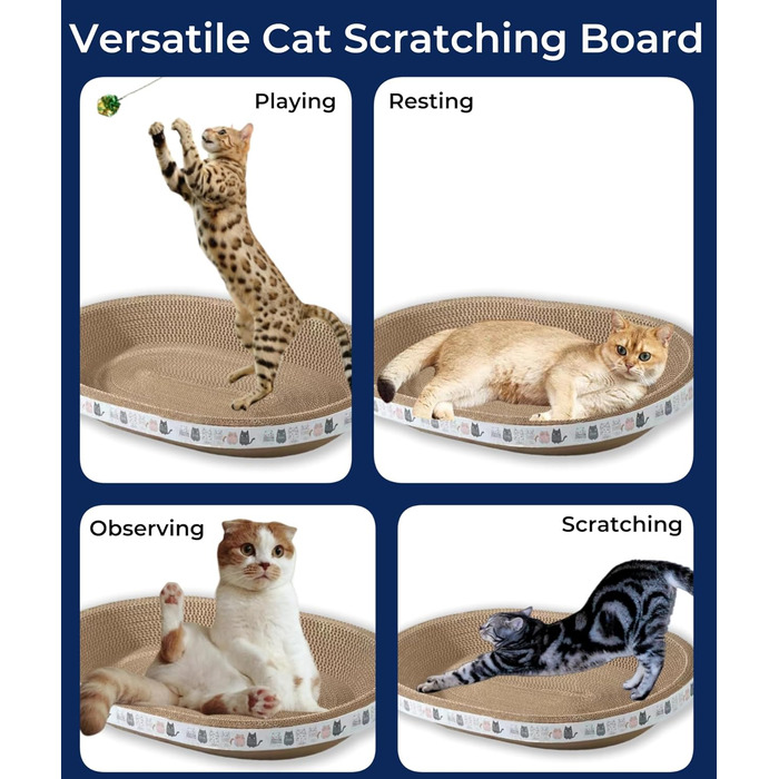 Килимок-подряпування для котів 2 шт., овал, 61 см, з м'якою лежанкою, з картону, для дому