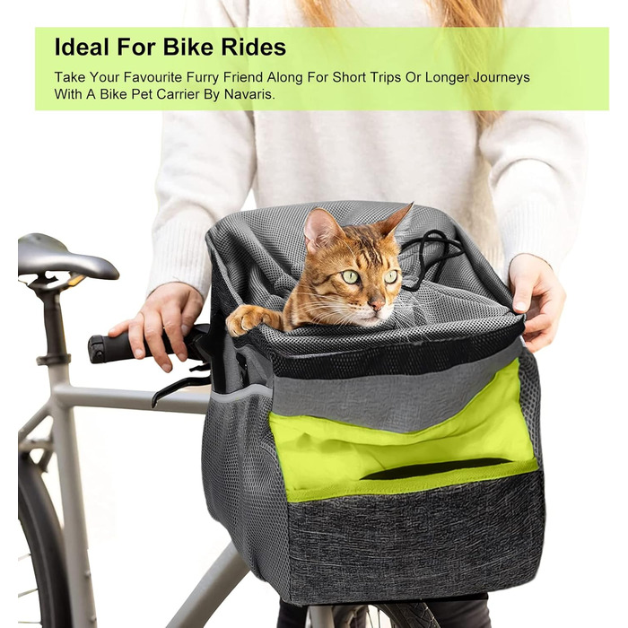 PETCUTE Велосипедна сумка для тварин: кошик для собак і котів, знятна та складна, з ременем безпеки, сірий колір