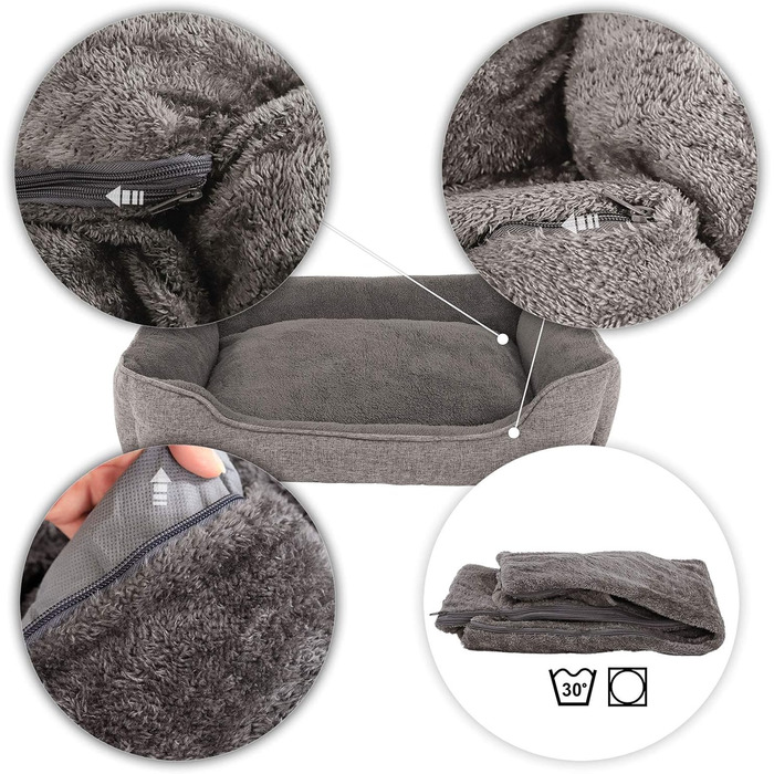 Килимок для собак Lionto знімний, сірий, 110x80 см. М'яке ліжко для домашніх тварин з комфортним входом, з антиковзким дном