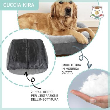 Ліжко для собак та котів Kira Grau, знімний дизайн, м'яке та нековзне, машинне прання, Small 51x46x18 см