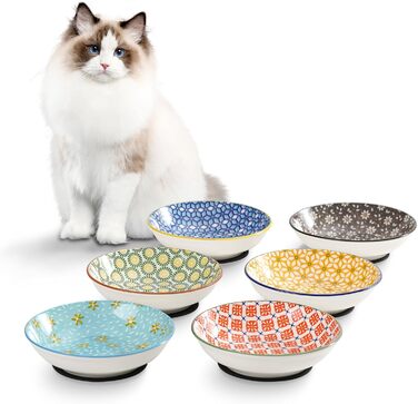 Набір мисок для котячого корму Napf Katze з кераміки, набір 6 шт. з антиковзною підкладкою, об'єм 250 мл, серія 