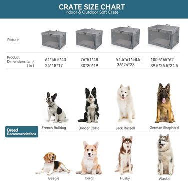Складаний бокс для собак середніх порід Petsfit, зручна переноска для дому та подорожей, регульований розмір, міцні сітчасті вікна, товста плюшева підстилка, розмір M, сірий