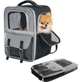 Рюкзак для тварин: переноска для котів та собак до 7 кг, сірий колір