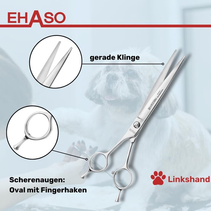 Професійна шерстьостригальна ножиці для собак EHASO | 20 см | Висока якість, Solingen