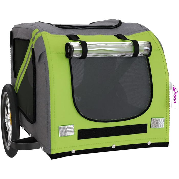 Велосипедний причіп для собак Зелений та Сірий, Oxford-Gewebe та Метал, Модель 93885