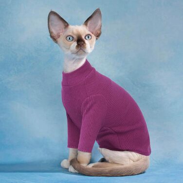 Одяг для безшерстних котів Sphynx: м'який пуловер з ролeкроєм та футболка з круглим вирізом (Чорний, XXL)