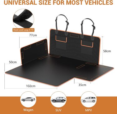 Захист для багажника автомобіля від бруду та подряпин для собак, універсальний, 185x102 см, 600D, водонепроникний, стійкий до подряпин, для авто, SUV, Van (Помаранчевий)