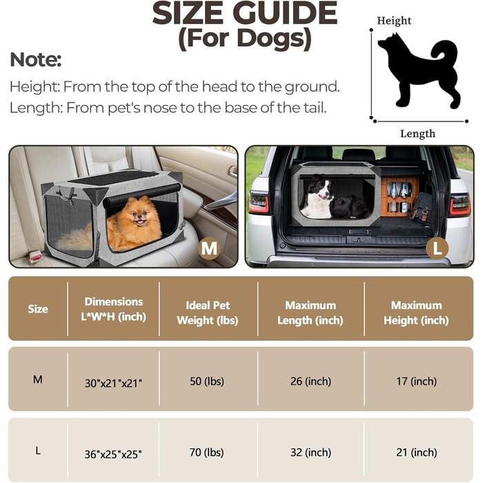 Складана переносна будка для собак великих порід, м'яка, для подорожей, для дому та вулиці, з міцним сітковим вікном (темно-сірий), 91.4 x 63.5 x 63.5 см