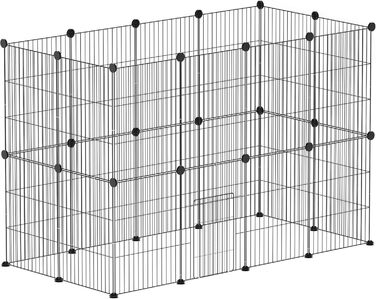 Клітка для кроликів та морських свинок PawHut, вольєр для дрібних тварин, вольєр для вигулу, сталева клітка, чорний колір, 120 x 60 x 80 см