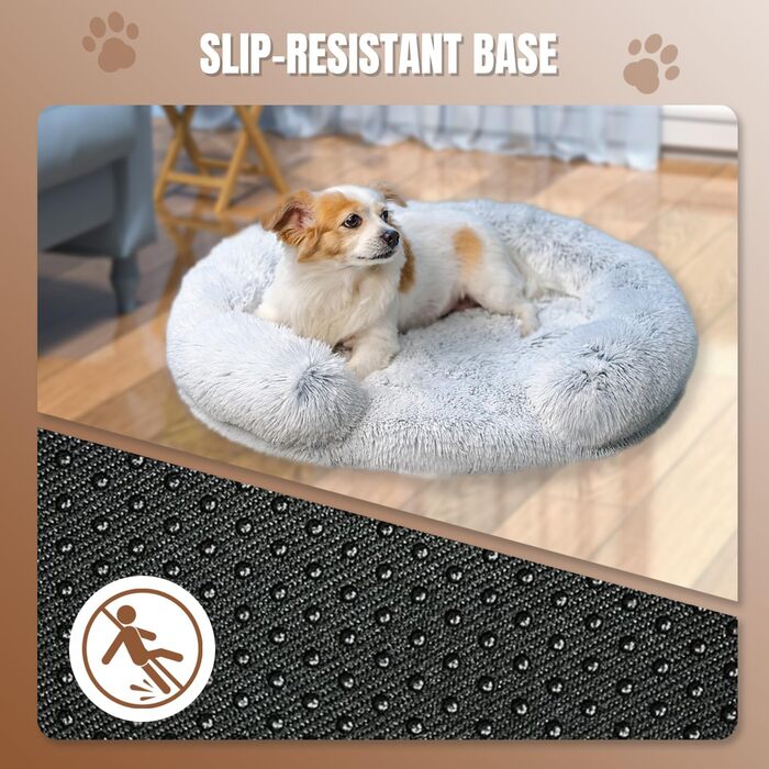 Ортопедичне ліжко для собак середнього розміру, знімний та миючий чохол, м'яке ліжко-подушка для собак та котів, C-подібної форми, сіре, 60x60x10 см