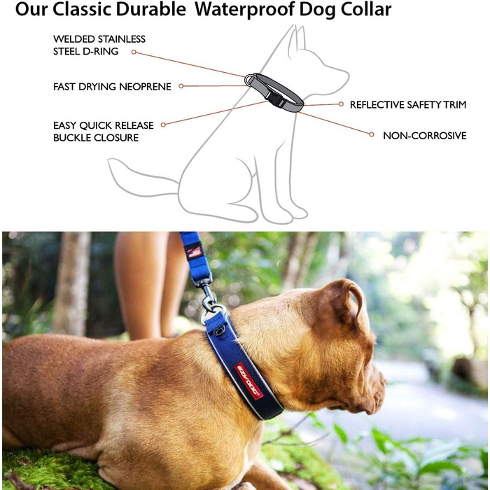 Нашийник для собак EzyDog, великий, середній, малий, середній, неопрен, водонепроникний, світловідбиваючий, рожевий (M, L 45-51 см)