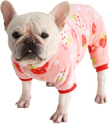 Піжама для собак BT Bear, тепла та м'яка, фліс, милий костюм для цуценят, маленьких та середніх собак (M, рожева полуниця)