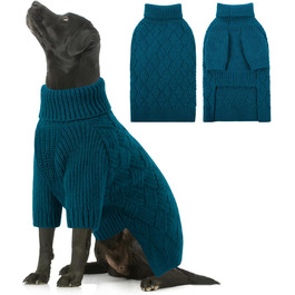 Теплий зимовий пуловер для собак великих порід, XL, блакитний. Підходить для Пітбулів, Лабрадорів та інших.