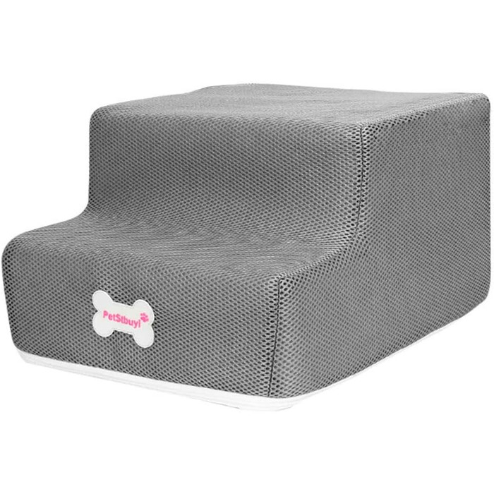 Сходинки для собак на 2 сходинки для ліжка та дивану, 20 см, широкі, для малих, старих, великих собак та котів, стійкі, протиковзні, миючі, сірий колір