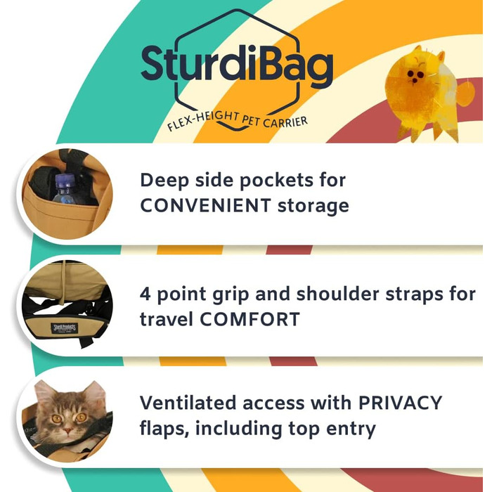 Сумка-переноска для тварин SturdiBag, велика, регульована висота