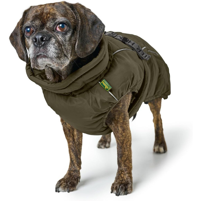 Накидка для собак HUNTER Paxson Mops & Co., оливковий колір, водонепроникна, з відбиваючими елементами, для маленьких собак