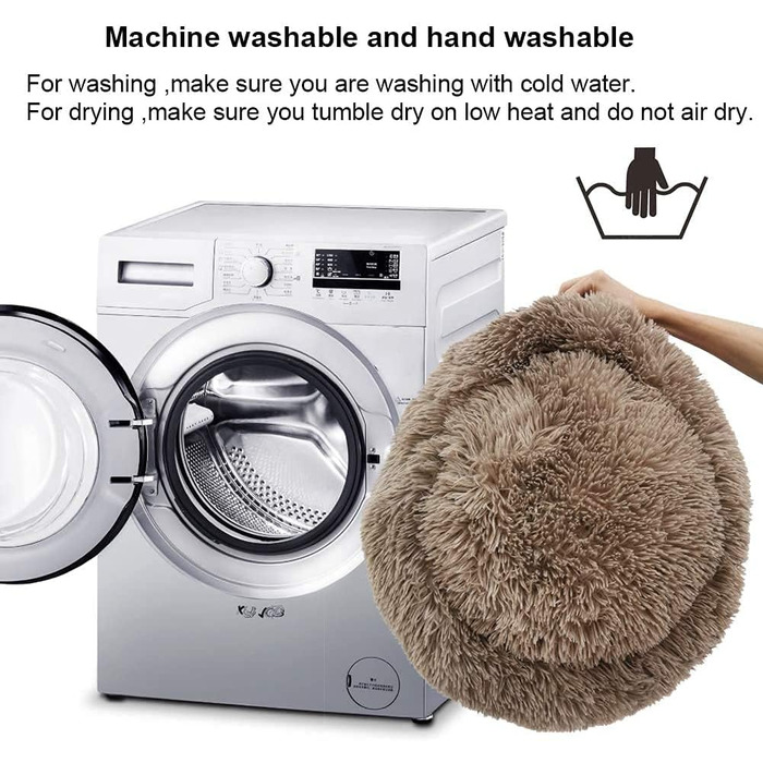 Кругле ліжко для котів та собак Nisrada, 60 см, Khaki, з неслизьким дном