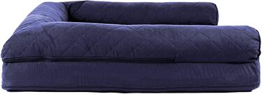 Ліжко для собак та котів FurHaven Quilted Sofa - Стильне ліжко з охолоджуючим гелем, велике (X-Large), колір: темно-синій, розмір: 102 x 81 x 20 см