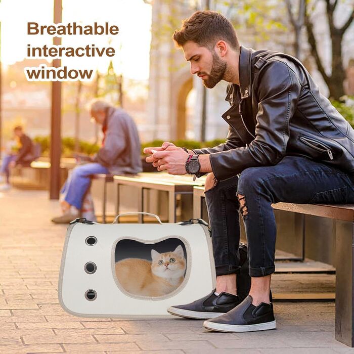 Сумка-переноска для собак, маленька, на плече - для подорожей на відкритому повітрі, зручна, легка, прозора (біла)