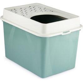 Rotho MyPet Eco Berty: туалет для котів з верхнім входом, пластик (перероблений PP), бежевий/білий, 57.2 x 39.3 x 40.4 см