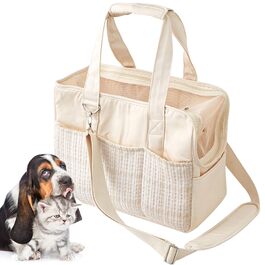 Сумка-переноска для тварин, універсальна, з бавовняного канвасу, для подорожей, дихаюча, портативна, кремового кольору
