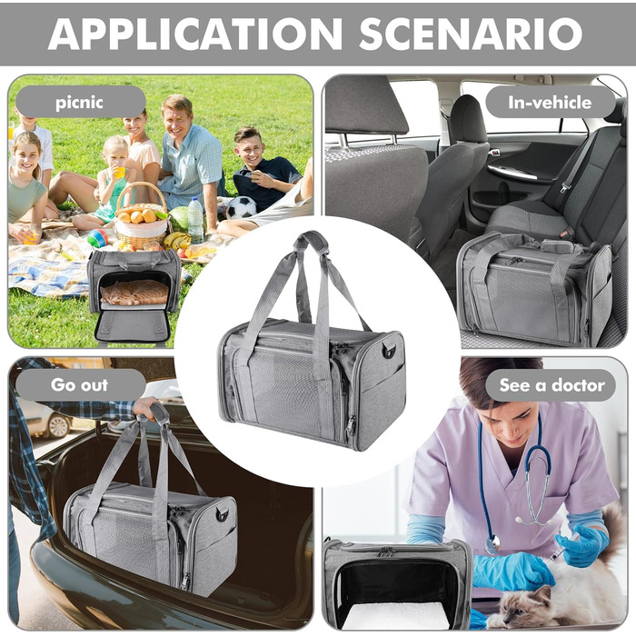 Транспортна сумка для кота/собаки WANDGU: складана, дихаюча, до 7 кг, з повідком та плечовим ременем