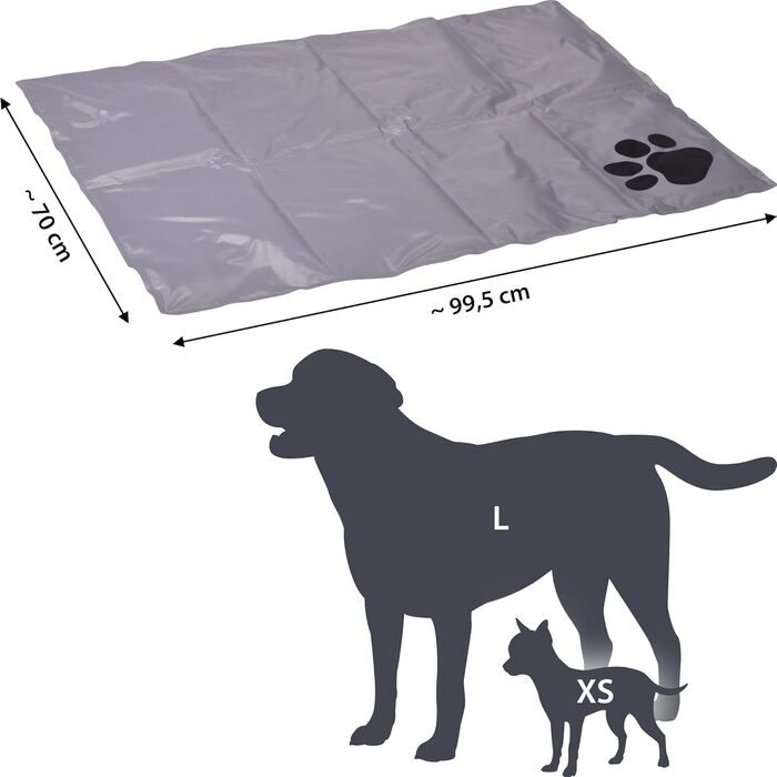 Kühlmatte für Hunde von dobar® - Kühldecke für Hunde & Katzen - Selbstkühlende Matte für Haustiere - 99,5 x 70 cm - Grau