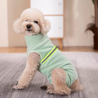Теплий пуловер для собак, флісова жилетка зі світловідбиваючими елементами, одяг для цуценят, зимова куртка, теплий плащ (зелений, салатовий, L)
