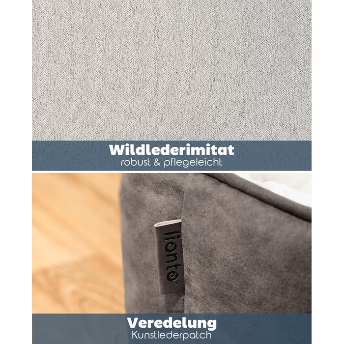 Ліжко для собак Lionto 2-в-1 з м'яким входом, зручне лежання для собак та котів, 60x50 см, подушка для собак у легкому догляді з ефектом замші, сірий L 60 x W 50 x H 22 см Темно-сірий/Світло-сірий