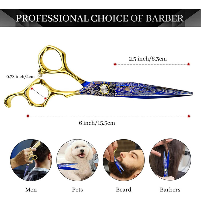 Набір професійних ножиць для грумінгу собак 6 дюймів (прямі та розріджуючі)