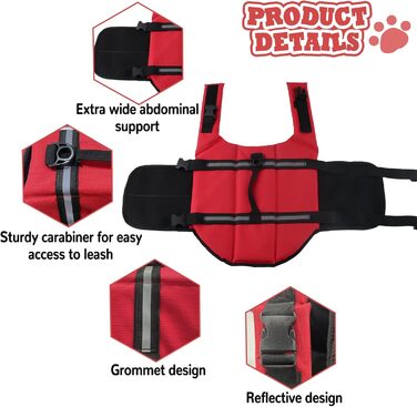 Жилет рятувальний для собак FainFun Orange, для малих та великих, регульований розмір, Ripstop, світловідбивачі, сильний плавучість