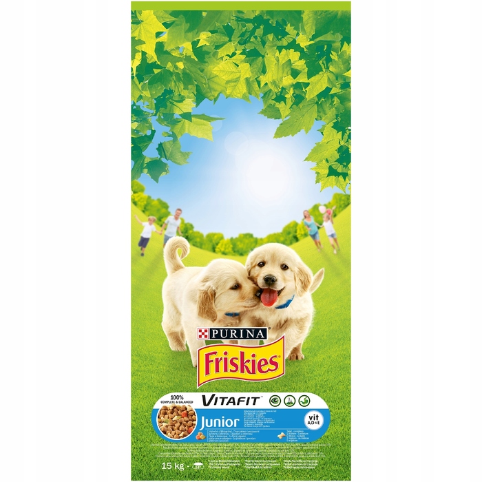 Корм для цуценят Friskies Junior з куркою, молоком та овочами, 15 кг