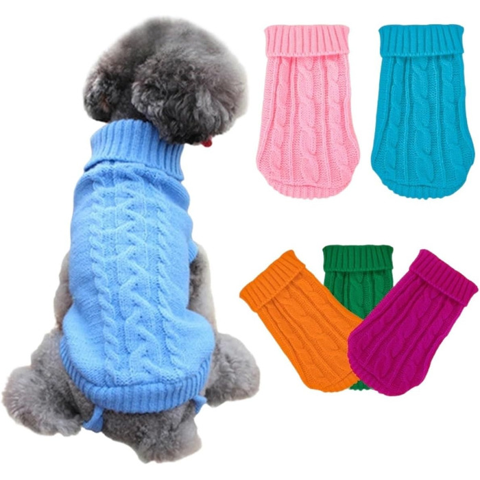 Зимовий пуловер для собак, тепла одяг для маленьких собак, цуценят, котів. Пуловер з трикотажу, підходить для такс, чихуахуа, шнауцерів (зелений, розмір S (8) 2–2,5 кг)