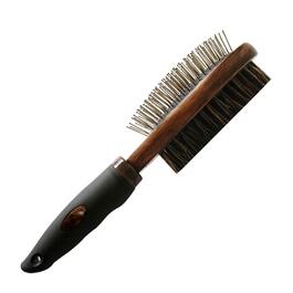 Гребінець для вичісування шерсті собак та котів, дерев'яний, двосторонній, для вичісування та масажу голови