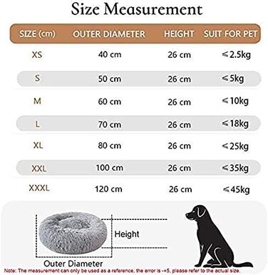 Затишне ліжко для собак у формі пончика, плюшеве, з блискавкою, можна прати в машині, 50 см (XL/40 см, Бежевий)