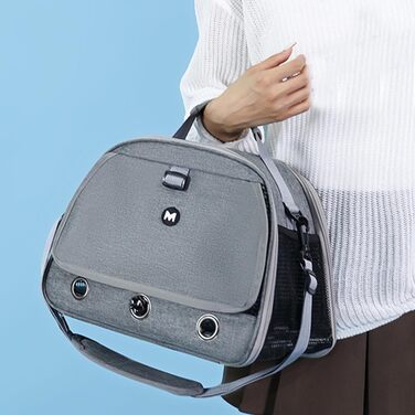 Клітка для папуг – переноска для маленьких тварин | Переноска для птахів з жердкою | Сумка для папуг | Дихаюча переноска на блискавці | Універсальна переноска для тварин сірого кольору