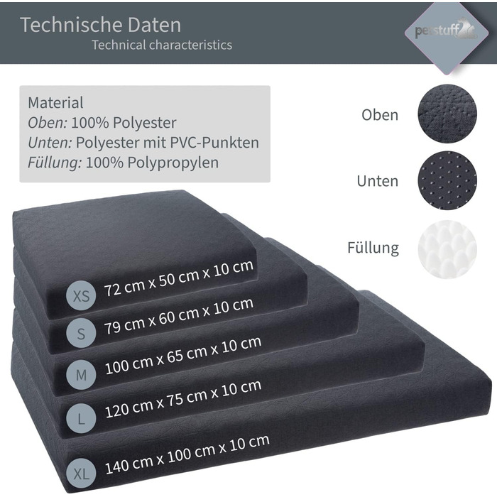 Ортопедичне ліжко для собак, знімний та пральний чохол, вибір кольору та розміру, темно-сірий, XS