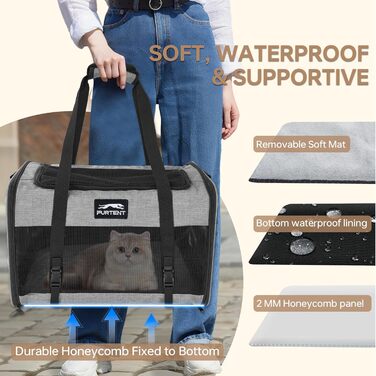 Трансформер для котів та собак на 2 тварин, сірий, 50,8 x 33 x 20 x 13 см, для подорожей та дому