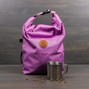 Сумка для собак Wilderdog, водовідштовхувальна, з портативною мискою для сухого корму та нержавіючою сталлю (фіалкова)