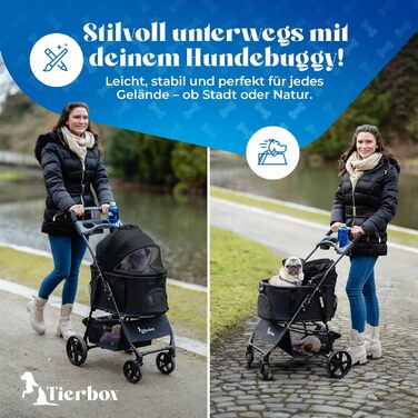 Візок для собак, складаний, з QuickFold, чорний, вантажопідйомність до 15 кг