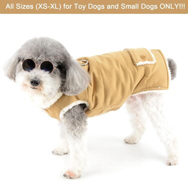 Зунеа - тепла куртка для собак маленьких порід, флісова підкладка, для цуценят, зимовий одяг з кільцем для повідка, захист від холоду, жилетка, розмір L, зелений (хакі)